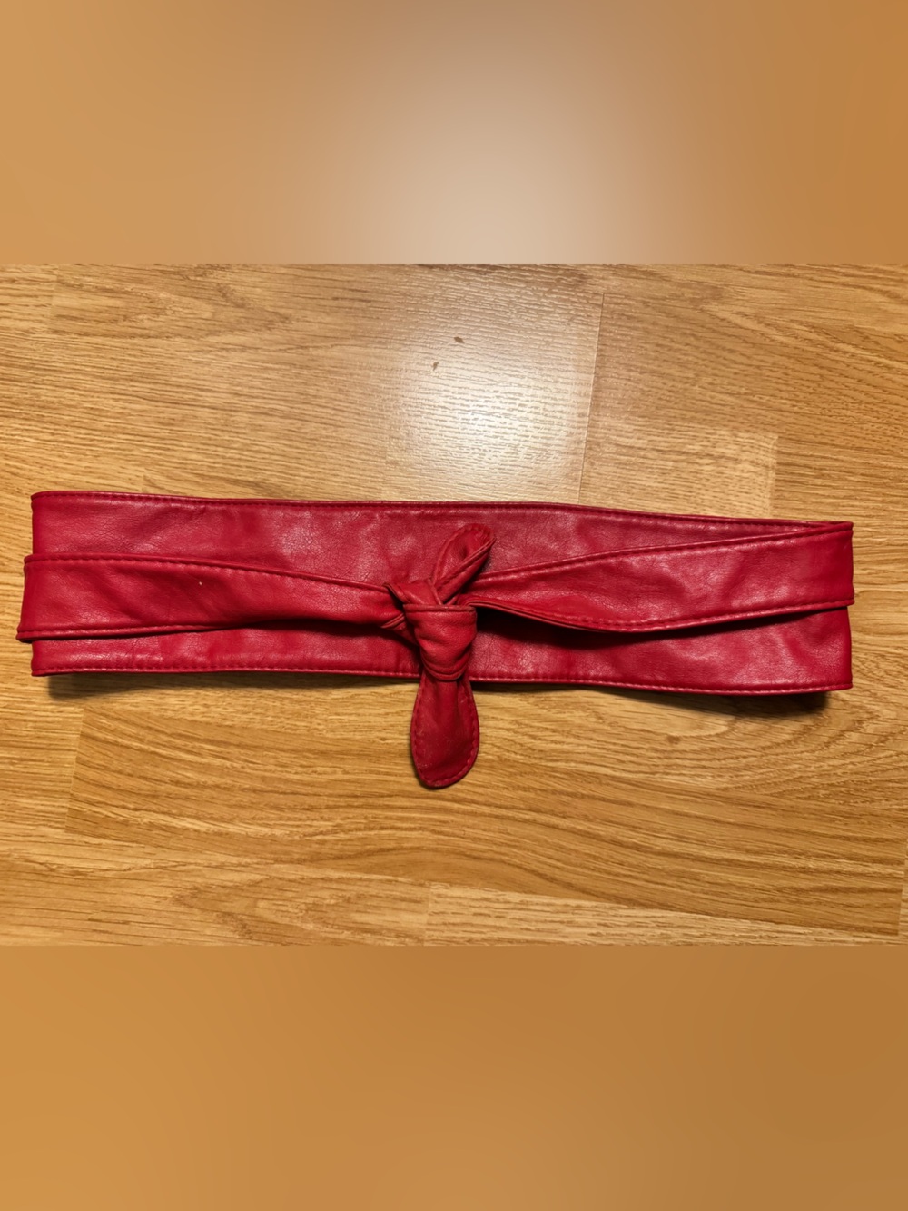 Wrap Around Tie Lipstick Red Leather Belt